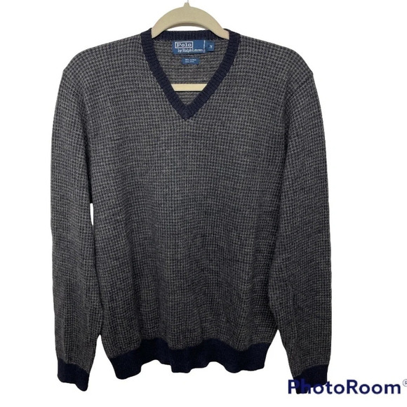 Vintage Polo Ralph Lauren Alpaca Wool Blend Houndstooth sweater size Medium